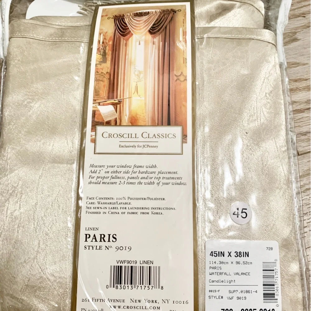 Croscill Classics Lot of 6 Waterfall Valance - Red & Candlelight NEW 45” x 38”